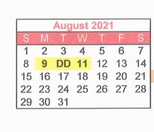 District School Academic Calendar for Harmony Junior High for August 2021