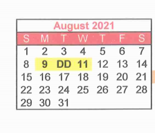 District School Academic Calendar for Harmony Elementary for August 2021