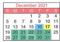District School Academic Calendar for Harmony High School for December 2021