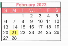 District School Academic Calendar for Harmony Elementary for February 2022