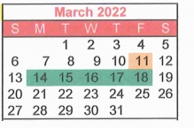 District School Academic Calendar for Harmony Junior High for March 2022