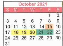 District School Academic Calendar for Harmony High School for October 2021