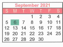 District School Academic Calendar for Harmony Intermediate School for September 2021