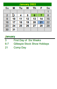District School Academic Calendar for Harper High School for January 2022