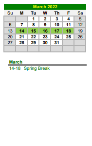 District School Academic Calendar for Harper High School for March 2022