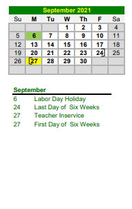 District School Academic Calendar for Harper Middle for September 2021