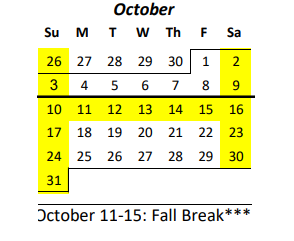 District School Academic Calendar for Waikiki Elementary School for October 2021