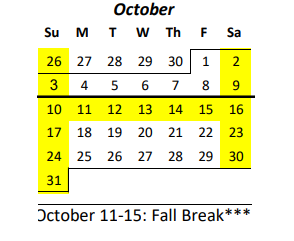 District School Academic Calendar for Castle High School for October 2021