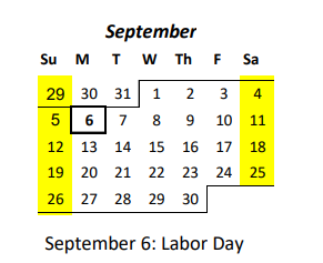 District School Academic Calendar for Waimea Elementary School for September 2021