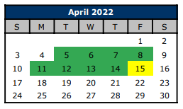 District School Academic Calendar for Lake Country Learning Ctr for April 2022