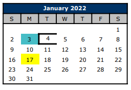 District School Academic Calendar for Lake Country Learning Ctr for January 2022