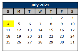 District School Academic Calendar for Hawkins High School for July 2021