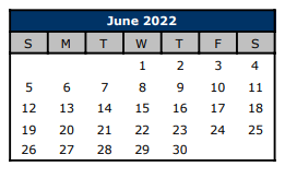 District School Academic Calendar for Hawkins High School for June 2022