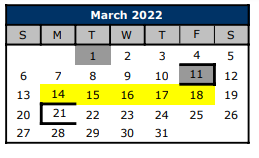 District School Academic Calendar for Hawkins High School for March 2022