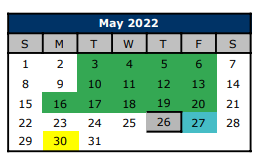 District School Academic Calendar for Lake Country Learning Ctr for May 2022