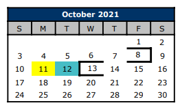 District School Academic Calendar for Lake Country Learning Ctr for October 2021
