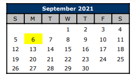 District School Academic Calendar for Lake Country Learning Ctr for September 2021