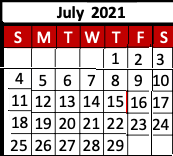 District School Academic Calendar for Hawley Middle for July 2021