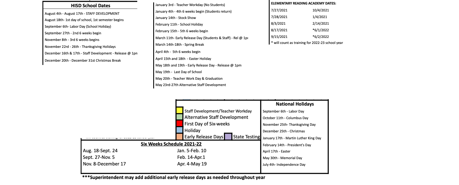 District School Academic Calendar Key for Hawley Middle