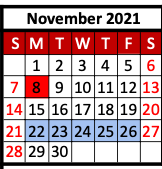 District School Academic Calendar for Hawley High School for November 2021