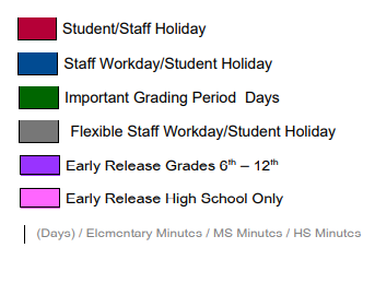 District School Academic Calendar Legend for New M S #5