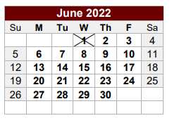 District School Academic Calendar for Hearne Junior High for June 2022