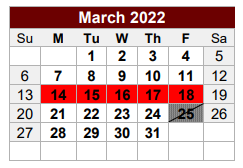 District School Academic Calendar for Hearne Junior High for March 2022
