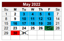 District School Academic Calendar for Blackshear Elementary for May 2022