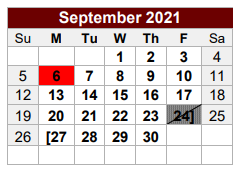 District School Academic Calendar for Hearne Junior High for September 2021