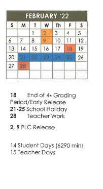 District School Academic Calendar for Hemphill High School for February 2022