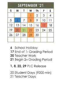 District School Academic Calendar for Hemphill Elementary for September 2021