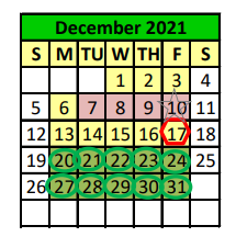 District School Academic Calendar for Hempstead High School for December 2021