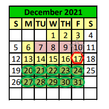 District School Academic Calendar for Hempstead Early Childhood for December 2021