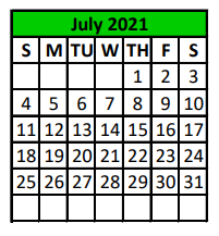 District School Academic Calendar for Hempstead Elementary for July 2021