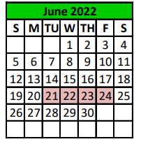 District School Academic Calendar for Hempstead Early Childhood for June 2022