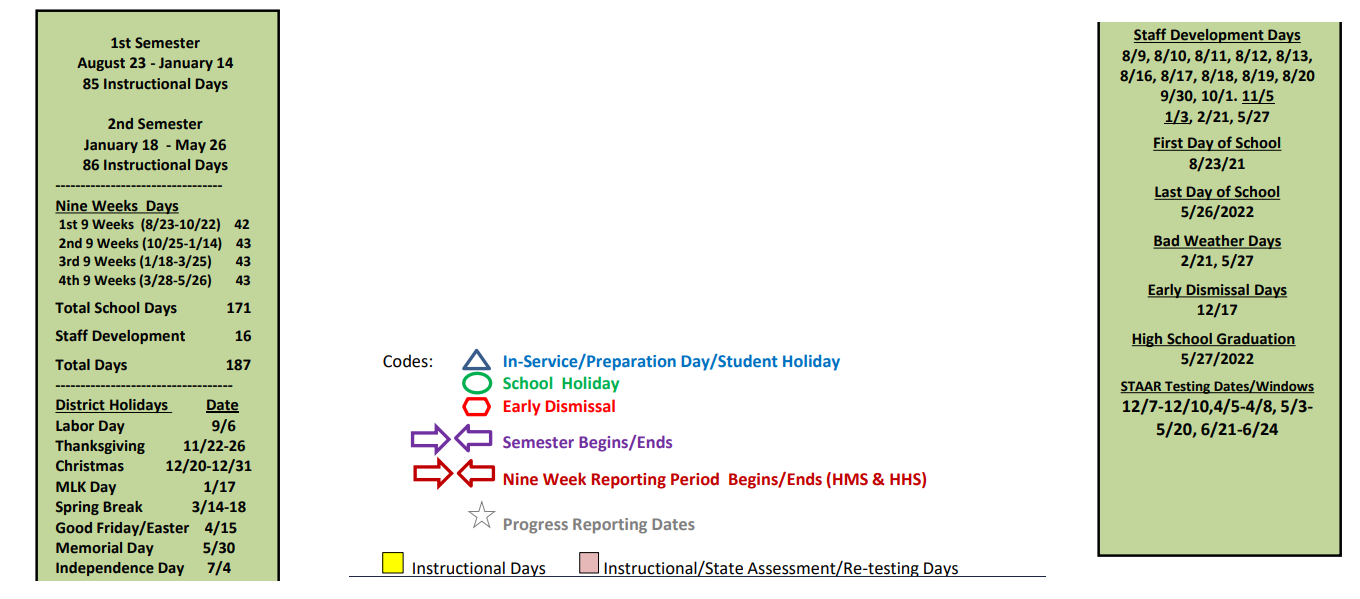 District School Academic Calendar Key for Hempstead Early Childhood