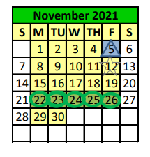 District School Academic Calendar for Hempstead High School for November 2021