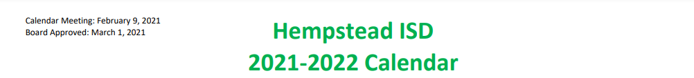 District School Academic Calendar for Hempstead Early Childhood