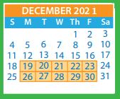 District School Academic Calendar for Moody Middle for December 2021