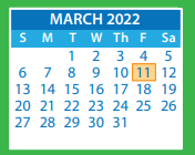 District School Academic Calendar for Moody Middle for March 2022