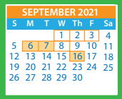 District School Academic Calendar for New Bridge School for September 2021