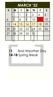 District School Academic Calendar for Henrietta Middle School for March 2022