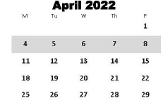 District School Academic Calendar for Eastern Elementary School for April 2022