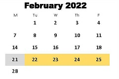 District School Academic Calendar for Pleasant Grove Elementary School for February 2022