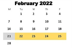 District School Academic Calendar for Wesley Lakes Elementary School for February 2022