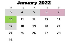 District School Academic Calendar for Unity Grove Elementary School for January 2022