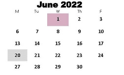 District School Academic Calendar for Elementary School #13 for June 2022