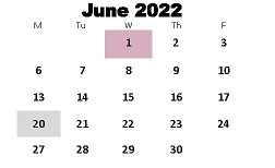 District School Academic Calendar for Oakland Elementary School for June 2022