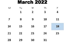 District School Academic Calendar for Elementary School #13 for March 2022