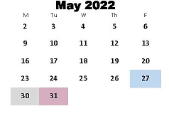 District School Academic Calendar for Pleasant Grove Elementary School for May 2022